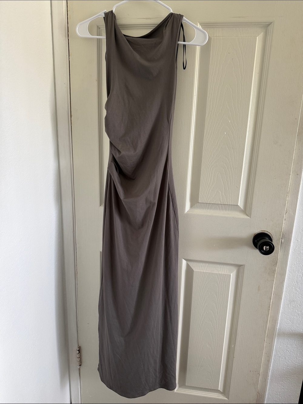 H&M Taupe Sleeveless Draped Maxi Dress